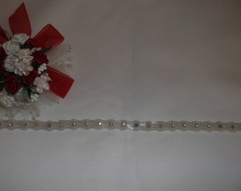 White Rhinestone Beaded Trim