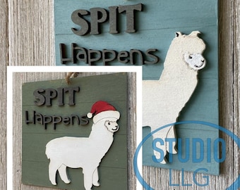 Digital Download - Spit Happens Llama - Santa Hat Llama - Christmas Llam - SVG - PDF