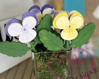 Digital File for Pansies- Pansies - SVG- Wedding-  Centerpiece - Wooden Flowers