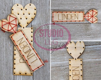 Digital File for Lacing Heart Bookmark -  Lacing Valentine - String Art Valentines - SVG - Kids Valentine - Threading Heart Bookmark