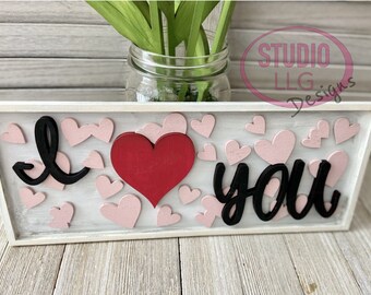 Digital File for Framed I love you with Hearts - Valentines - Love - SVG - Instant download