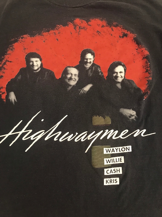 Vintage Highwaymen 1990 Tour Shirt Willie Nelson,… - image 2