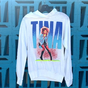 Vintage Tina Turner Private Dancer 1984-1985 Tour Pull Over Koszulka z długim rękawem i kapturem S/M
