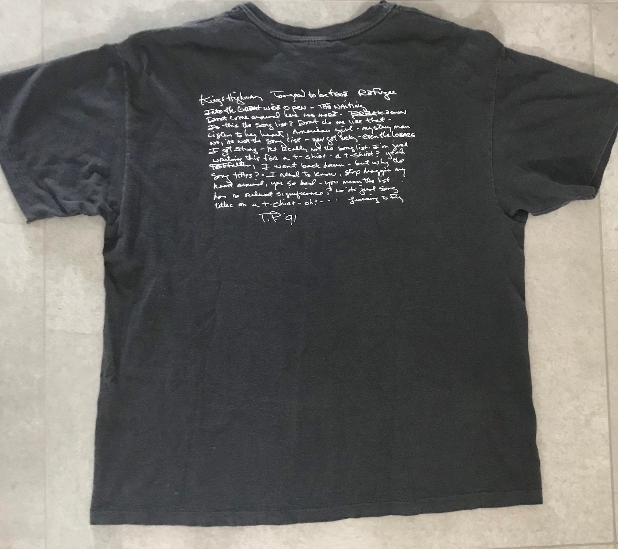 Vintage Tom Petty & The Heartbreakers 1991 Song Titles Shirt