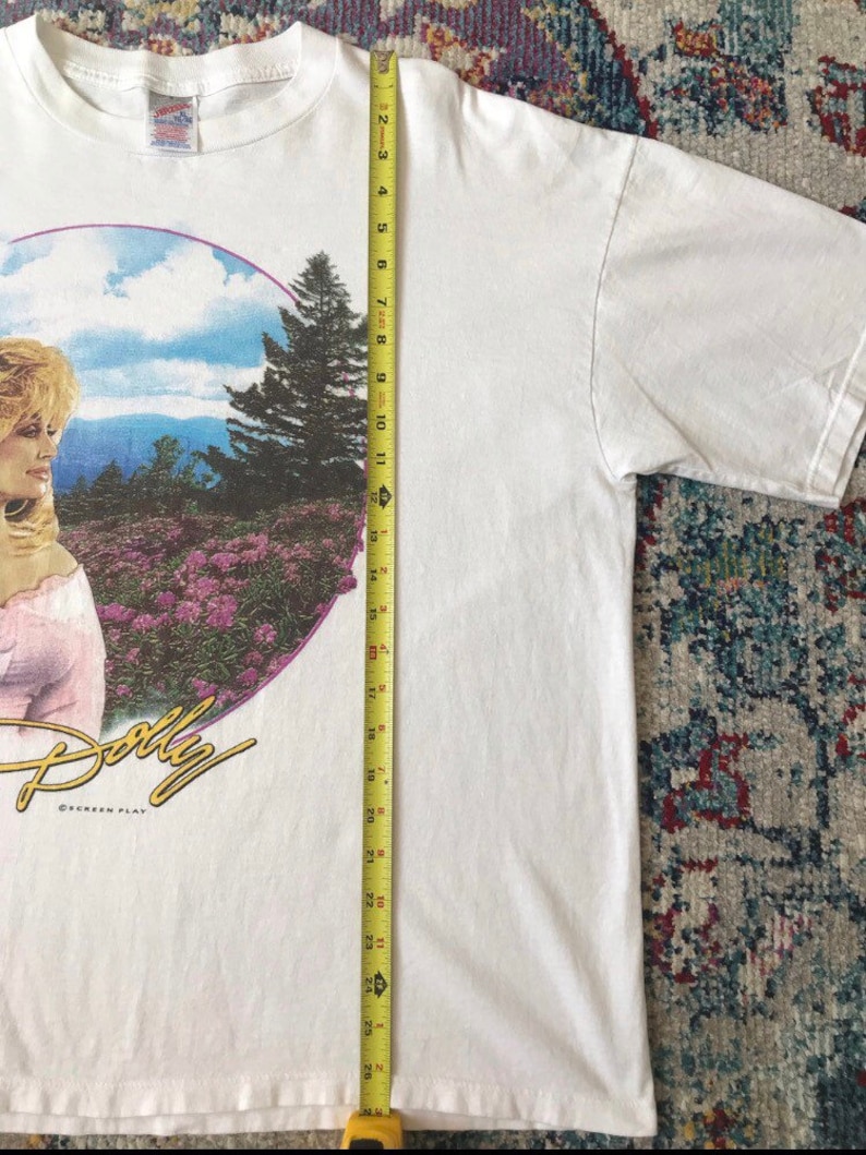 Chemise Vintage Dollywood 1986 Dolly Parton - Taille L - Bleu - Marque Anvil - Rare