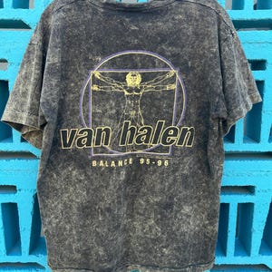 Vintage Van Halen 1995 1996 Balance Tour Tie Dye Acid Wash T Shirt L/XL with Vitruvian Man artwork