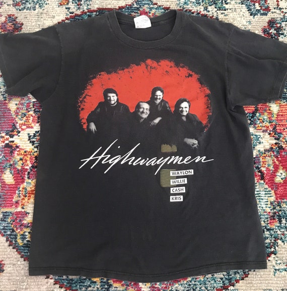 Vintage Highwaymen 1990 Tour Shirt Willie Nelson,… - image 1