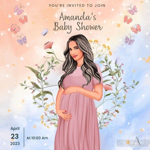 Personalisierte Babyshower Einladung, Babyshower Illustration, Illustration, Babyshower Zeichen oder Brett