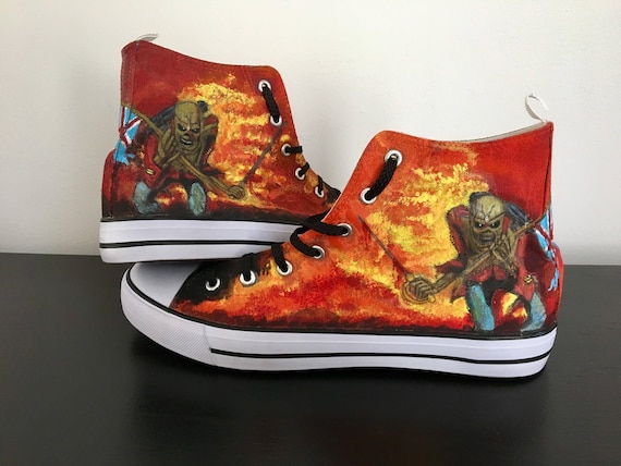 Converse iron maiden | Etsy