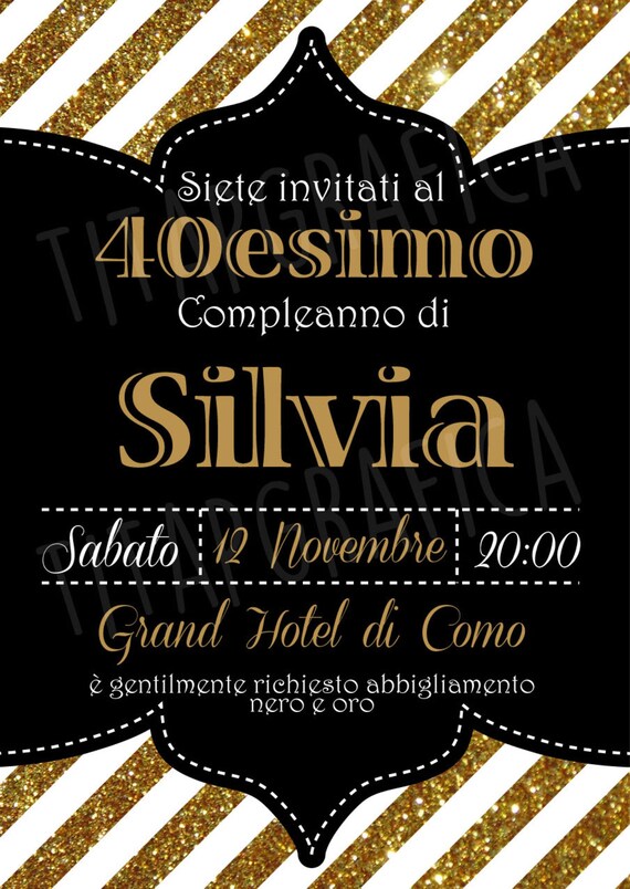 Invito Scintillante Di Compleanno Invito Glamour Whatsapp E Messenger Invito Glitter 40 Anni Pailettes Glittering Invitation