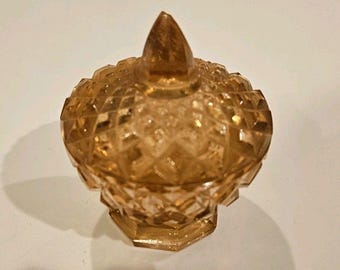 アンティーク ボイドガラス アンバーオレンジ ワセリン ディプレッション トリンケット リングディッシュ - 欠陥