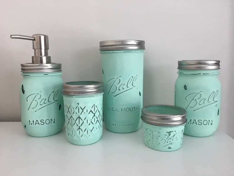Farmhouse Decor Mason Jar Bathroom Set Farmhouse Mason Etsy