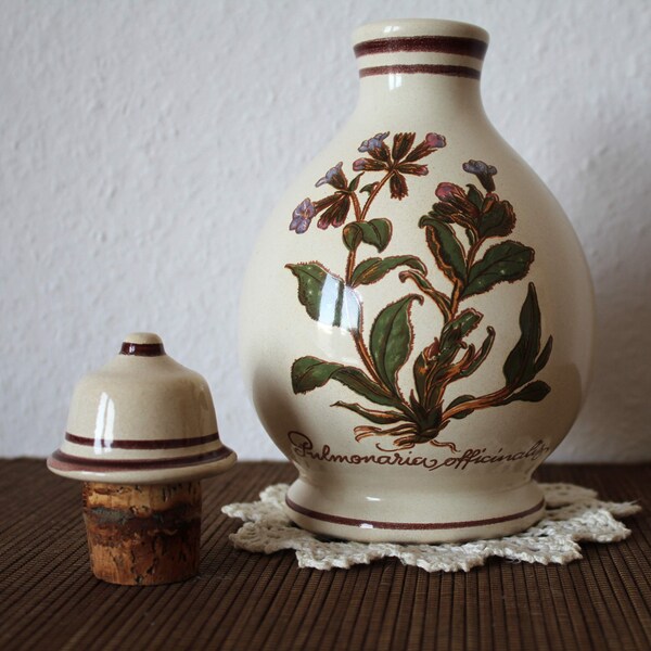 Likörflasche Keramik von Ulmer aus Deutschland  Botanisches Muster
