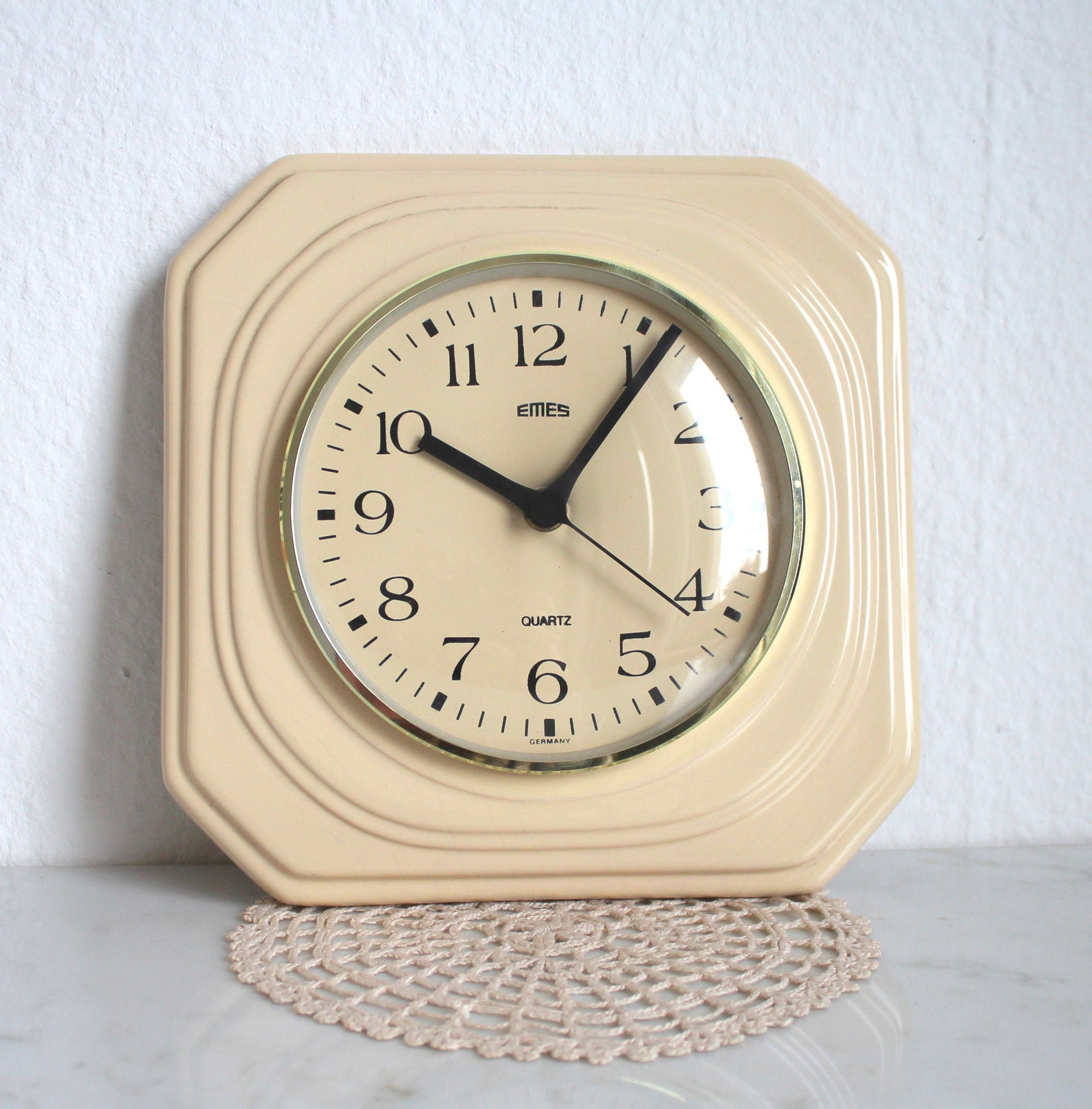 Wall clock Vintage Emes from Germany beige Etsy