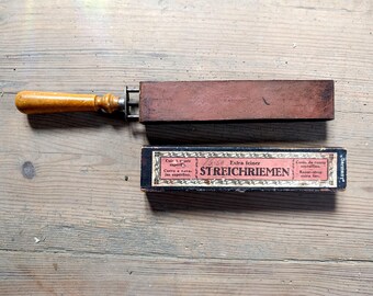 Navaja antigua de cuero de Alemania / antigua afeitadora