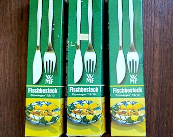 Juego de 3 cubiertos para pescado WMF Alemania Cromargan 18/10