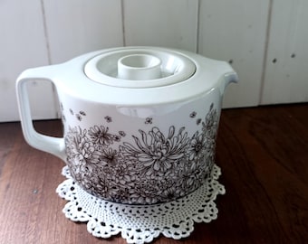 セルトマン・ヴァイデン・ババリア／西ドイツ製、茶色の花柄のコーヒー／ティーポット