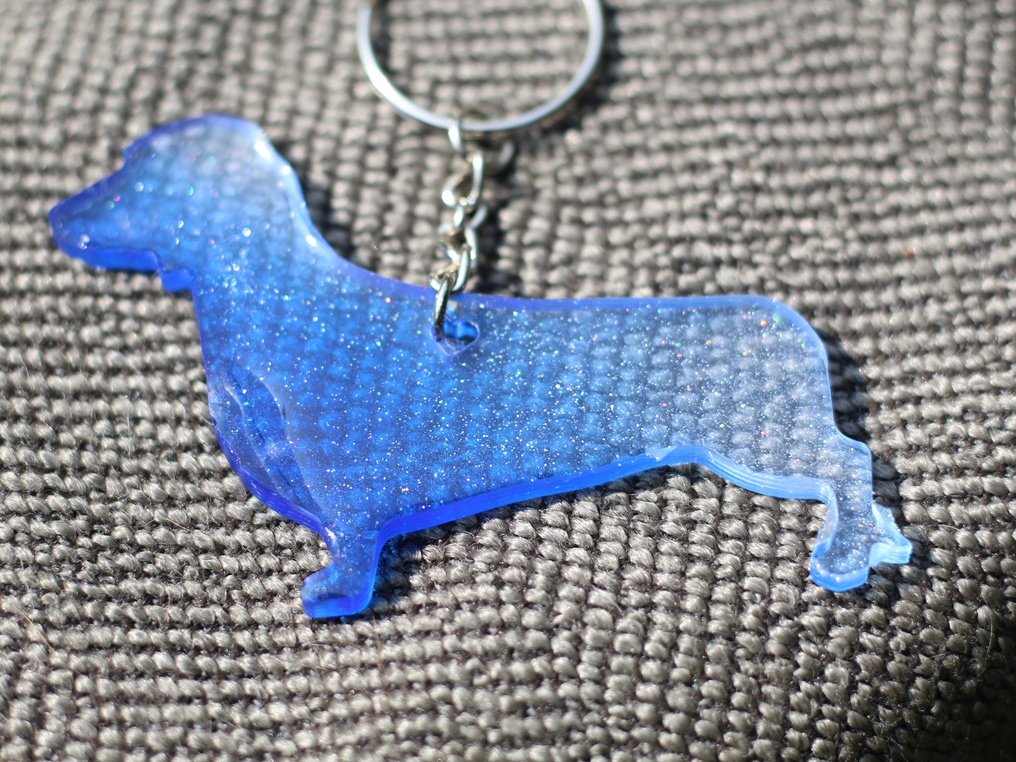 Dachshund Weenie Dog Keychain Resin Keychain Puppy Keychain Blue Cobalt