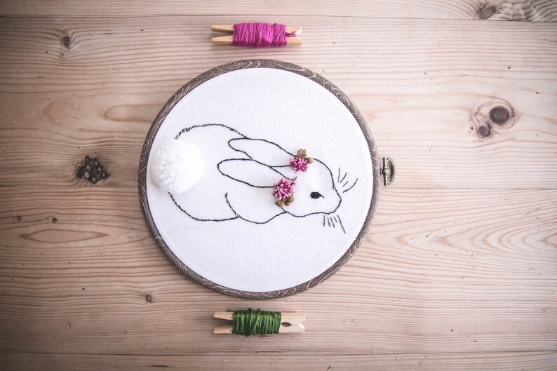 Hand embroidered bunny rabbit embroidery hoop easter decor/ Etsy