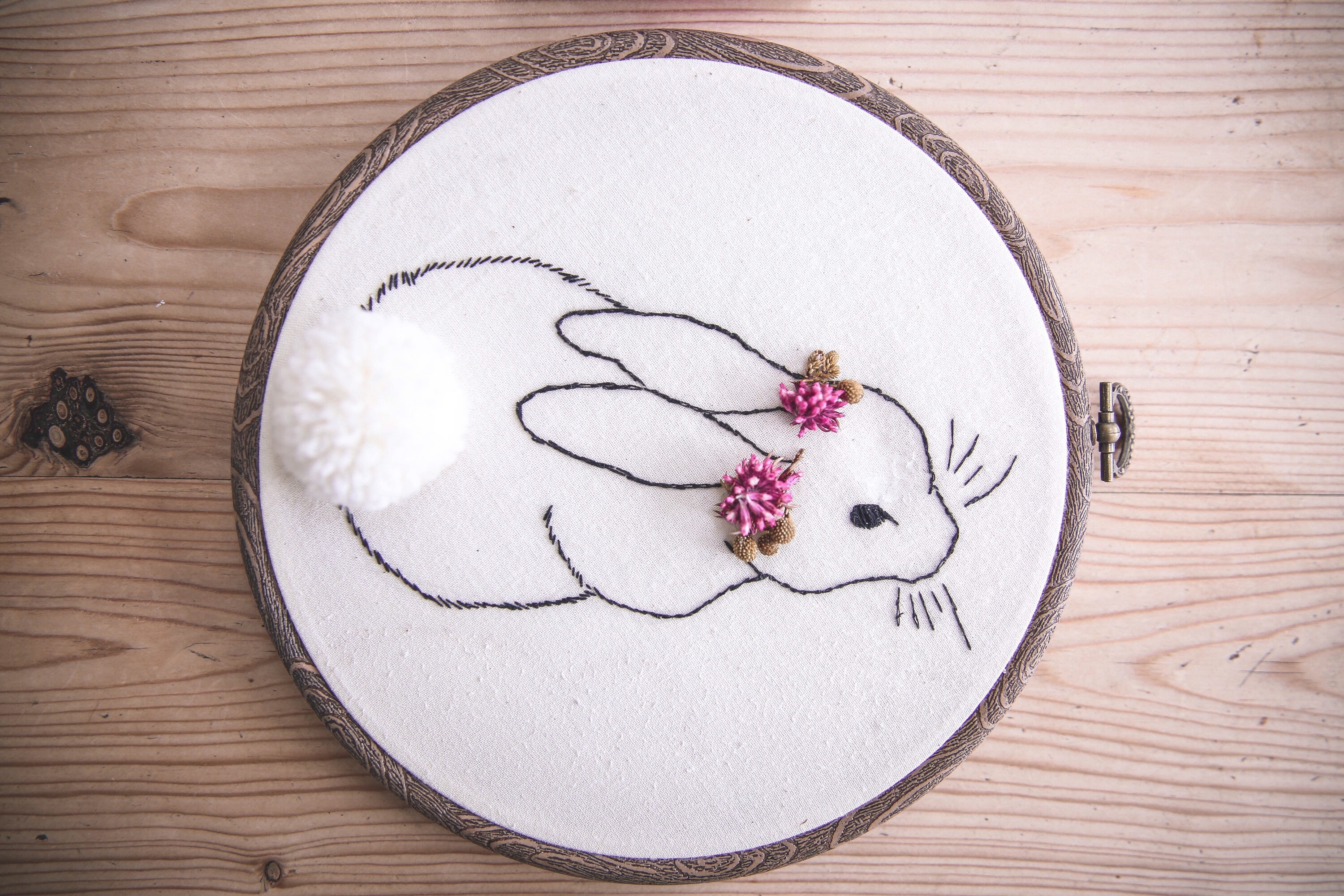 Hand embroidered bunny rabbit embroidery hoop easter decor/ Etsy