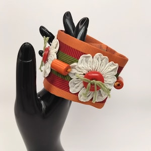Silk Cuff Bracelet Vintage Fabric Bracelet BOHO Bracelet, Jewelry Gift for Her Fabric Wrist Cuff Handmade Bracelet Jewelry Fashion Bracelet