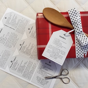 Etiquetas de regalo con recetas de galletas para descargar al instante: recetas de galletas favoritas: etiquetas de regalo digitales imprimibles para Navidad