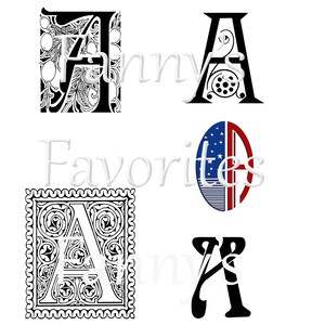 5 monogramas de letra A vintage, iniciales A, diseños de monogramas gráficos, descarga instantánea, monogramas artísticos A, letra del alfabeto A para artesanos