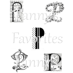 5 monogramas de letra P vintage, iniciales P, diseños de monogramas gráficos, descarga instantánea, monogramas P artísticos, letra del alfabeto P para artesanos
