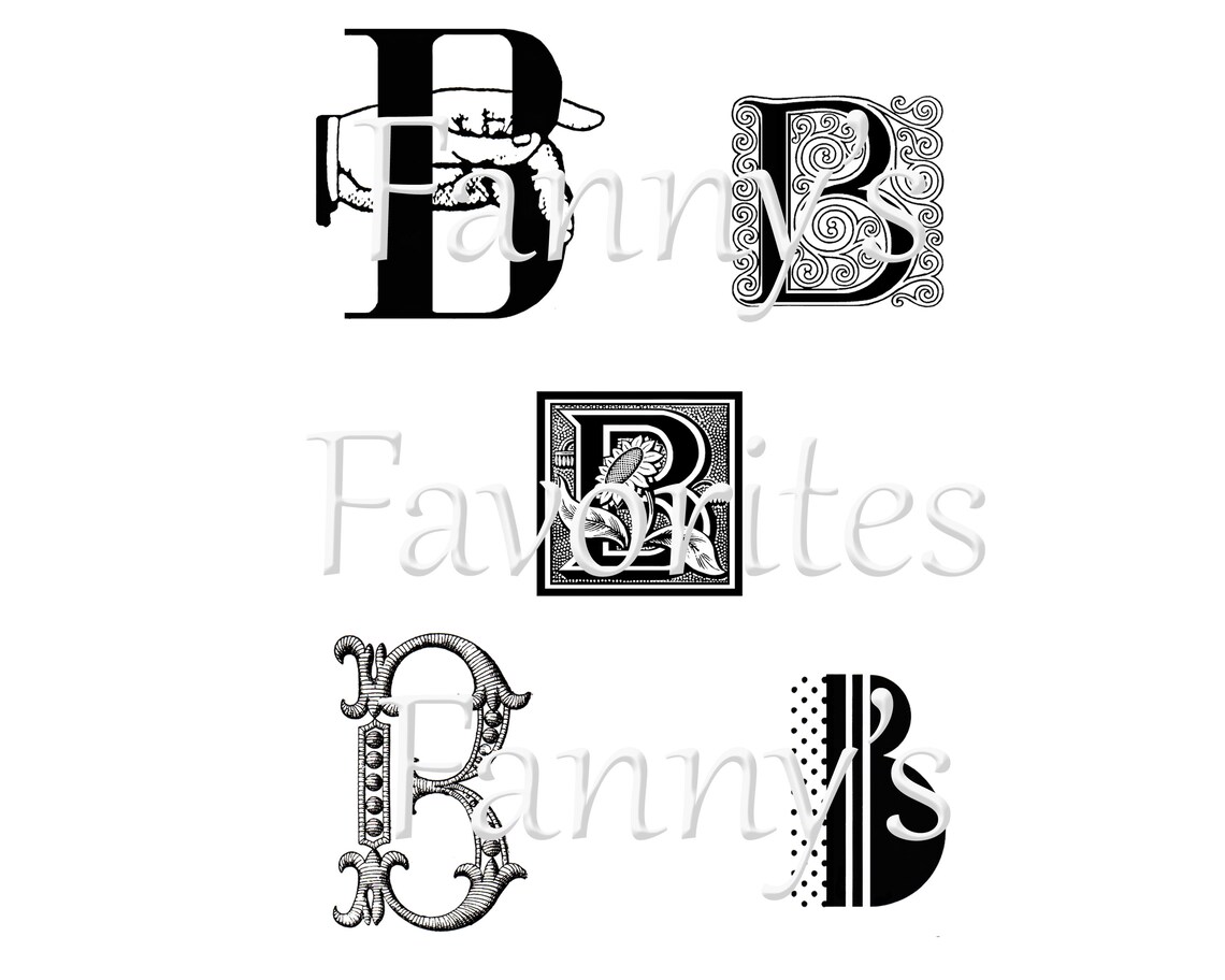 5 Vintage Letter B Monograms, B Initials, Graphic Monogram Designs ...