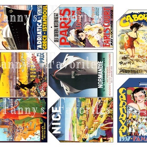 Download immediato di etichette regalo vintage per viaggi e vacanze