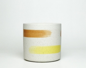 Textured Ceramic Planter w/ Speckled Brushstroke Design - 2 sizes