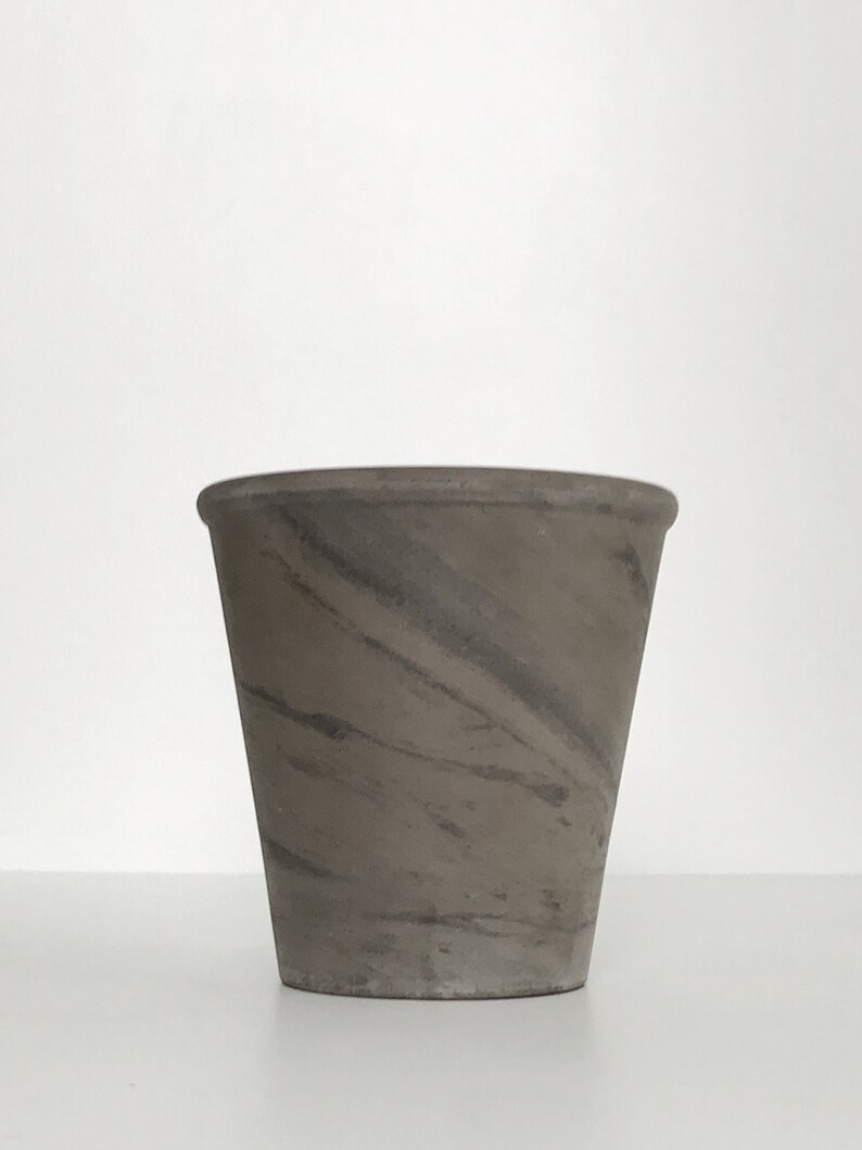 Medium Marbled Charcoal Grey Terracotta Planter w/ Lip Etsy