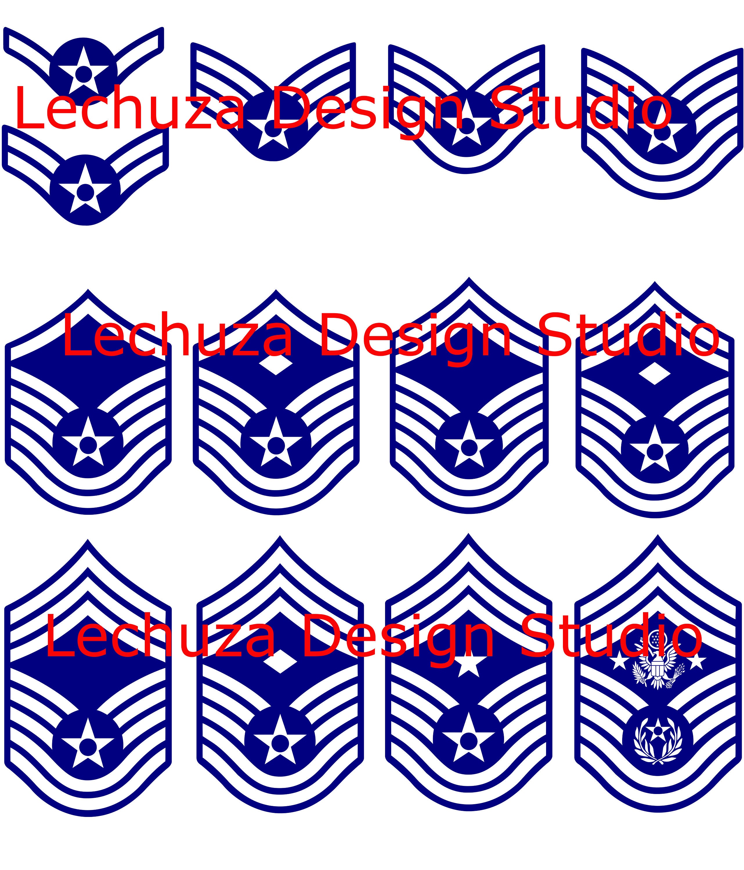 Air Force Enlisted Rank Stripes SVG Cutting Design Files you Get 5 File