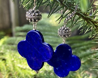 Quatrefoil Lapis Lazuli Fancy Earwires