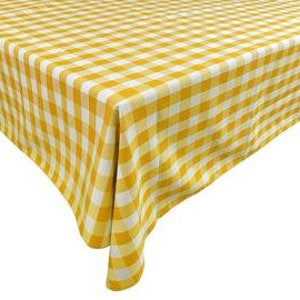 lovemyfabric Gingham/Checkered Cotton Blend Italian Restaurant Style Tablecloth/Overlay for Picnic Party and Dinner Yellow