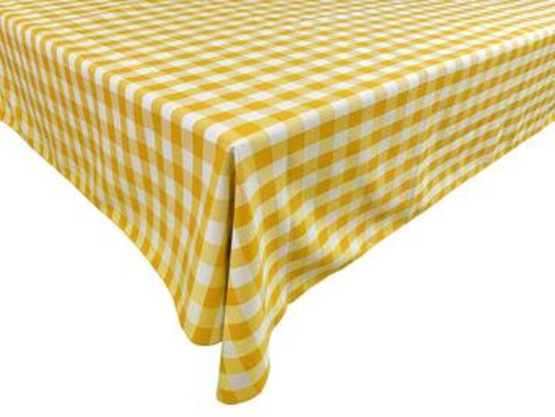 lovemyfabric Gingham/Checkered Cotton Blend Italian Restaurant Style Tablecloth/Overlay for Picnic Party and Dinner Yellow