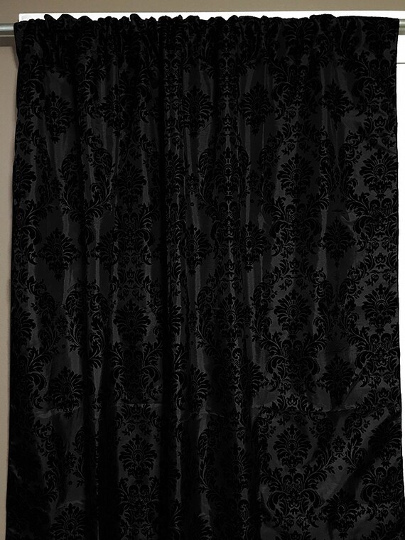 Lovemyfabric Taffeta Flocking Damask Print Window Curtain Etsy