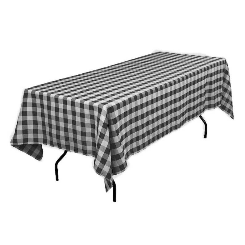 lovemyfabric Gingham/Checkered Cotton Blend Italian Restaurant Style Tablecloth/Overlay for Picnic Party and Dinner Black