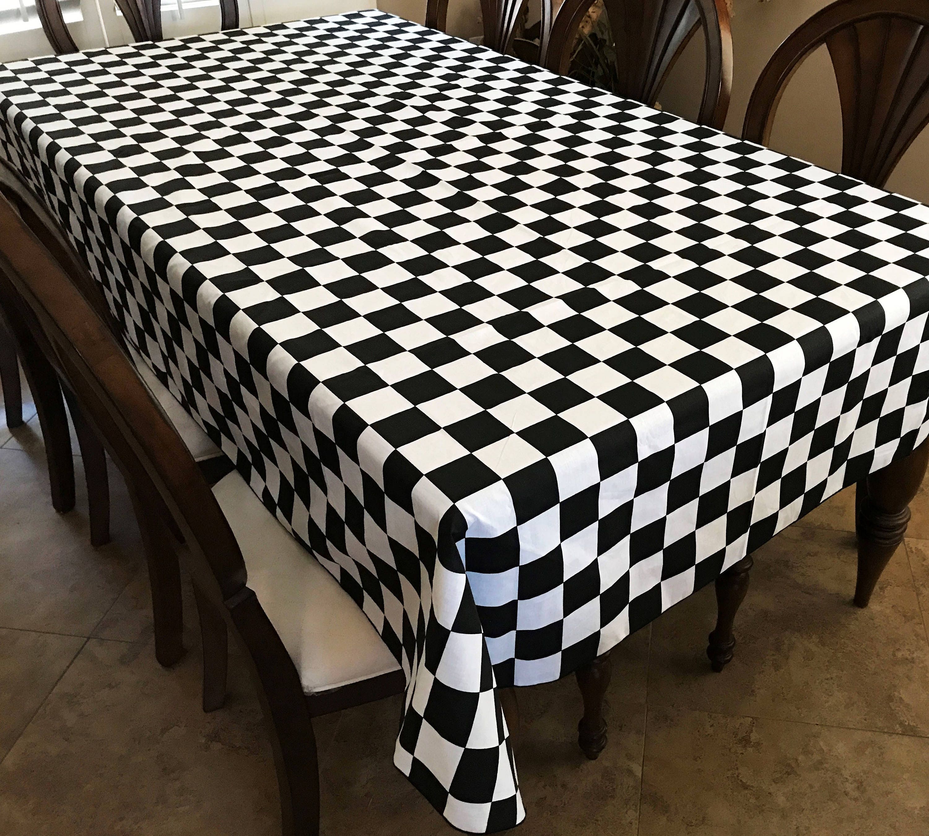 Robert Stanley Home Collection, Dining, Black And White Checkered  Tablecloth 84x6in