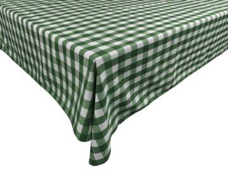 lovemyfabric Gingham/Checkered Cotton Blend Italian Restaurant Style Tablecloth/Overlay for Picnic Party and Dinner Hunter Green