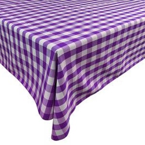 lovemyfabric Gingham/Checkered Cotton Blend Italian Restaurant Style Tablecloth/Overlay for Picnic Party and Dinner Purple