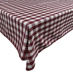 lovemyfabric Gingham/Checkered Cotton Blend Italian Restaurant Style Tablecloth/Overlay for Picnic Party and Dinner Burgundy