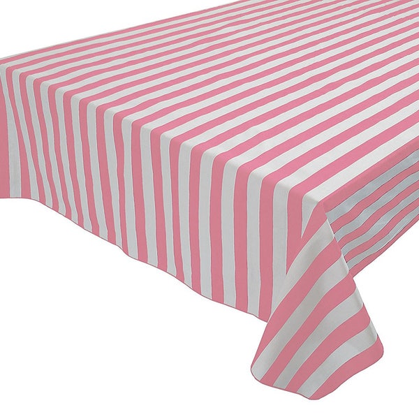 lovemyfabric Cotton 1 Inch Striped Tablecloth for Wedding/Bridal Shower, Birthdays/Baby Shower, Special Events