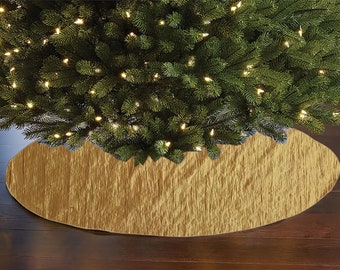 Shiny Crushed Crinkle Taffeta Tree Skirt Christmas Decoration 54" Round Holiday Event Tree Décor