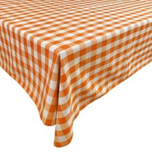 lovemyfabric Gingham/Checkered Cotton Blend Italian Restaurant Style Tablecloth/Overlay for Picnic Party and Dinner Orange