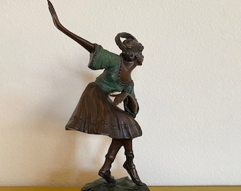 Art Deco Bronze Dancer Sculpture - Signed