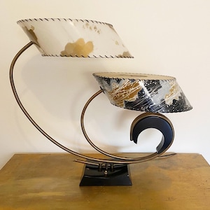 Mid-Century Modern Majestic Lamp | 1950s Atomic Era | Original Fiberglass Shades