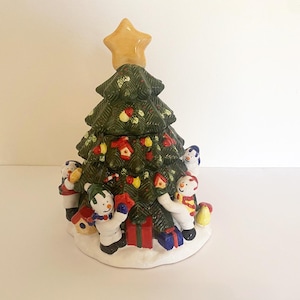 Cookie Jar. Christmas Tree and Snowmen. Before 2000