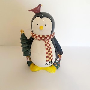 Cookie Jar. Winter Penguin by Debbie Mumm. Vintage 1999.
