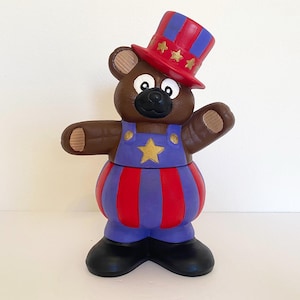 Cookie Jar. Patriotic Teddy Bear. Vintage 1990&#39;s